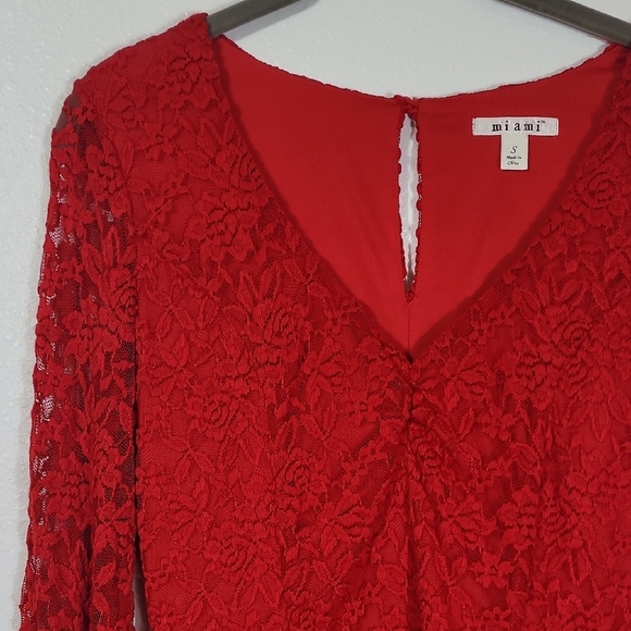 Miami Lace Long Sleeve Romper Size S Red Vamp Witchy Whimsigoth Bell Sleeve Y2K - Picture 3 of 11